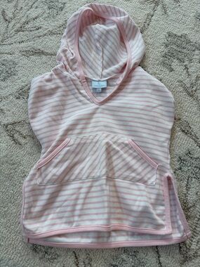 Little English Light Pink & White Striped Hooded Pullover